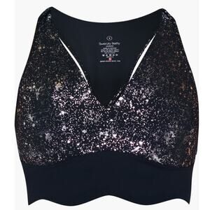 Sweaty Betty Goddess Contour Plunge Activewear Bra - Black Sparkle Foil Size XS
